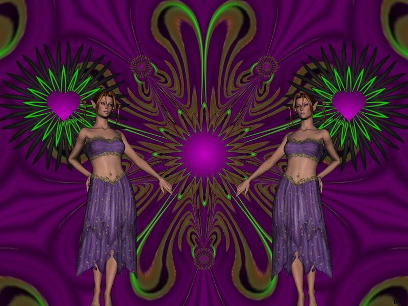 Elf Women in Purple Dresses