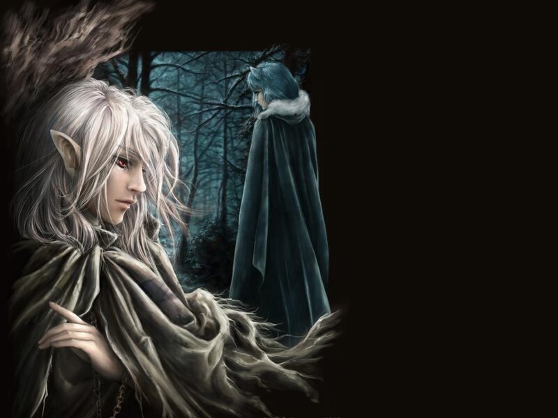 elfs in a dark forest