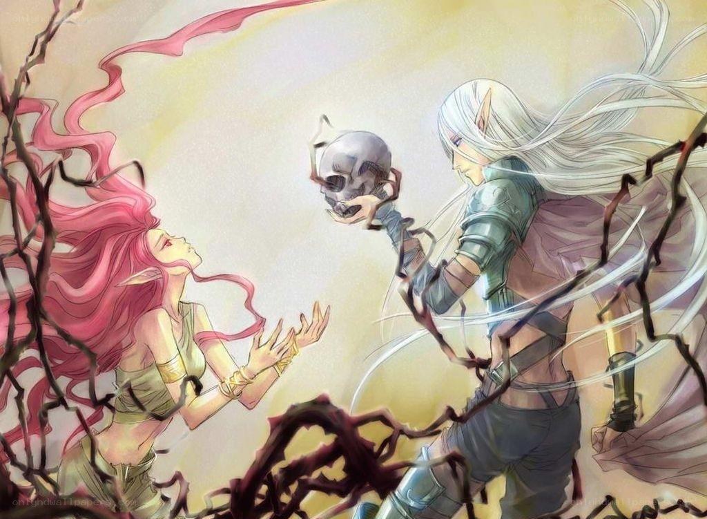 elfs with skull and vines