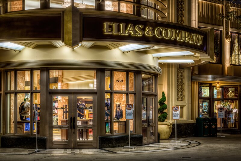Elias & Company storefront at night