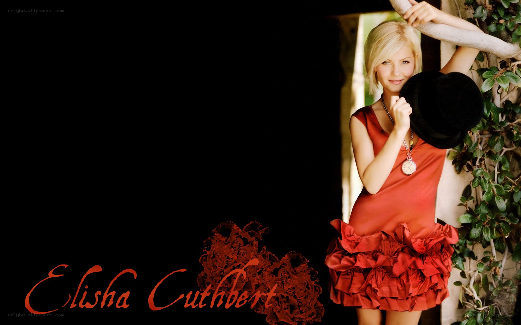 Elisha Cuthbert in red dress