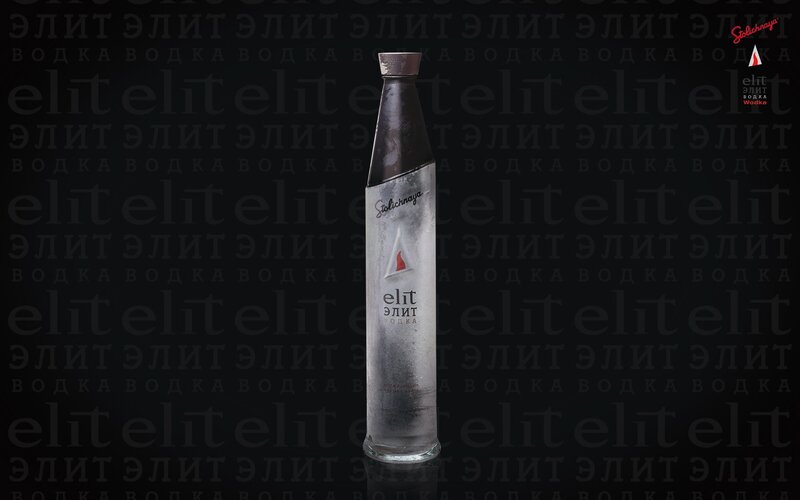 Elit Vodka bottle on dark background