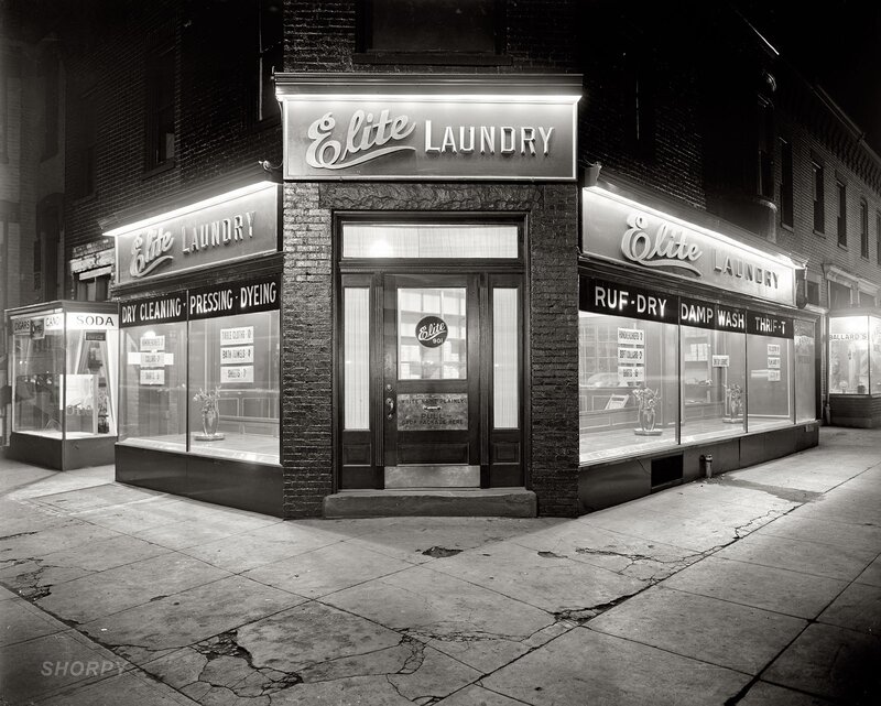 Elite Laundry at night