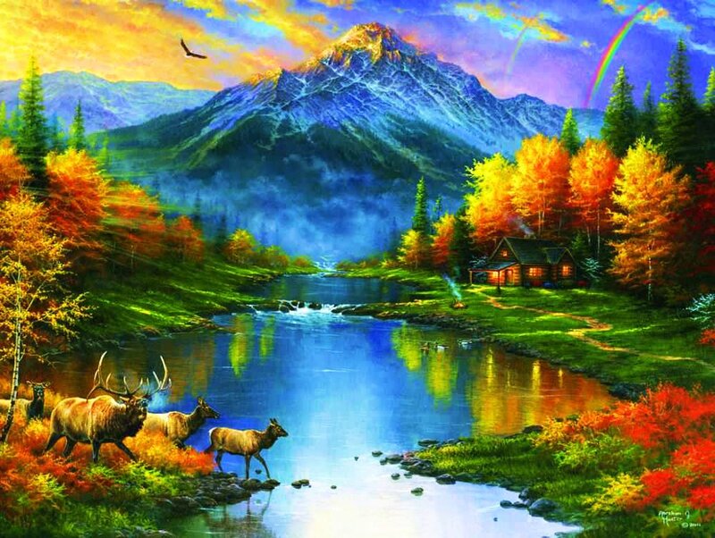 Elk Herd by River