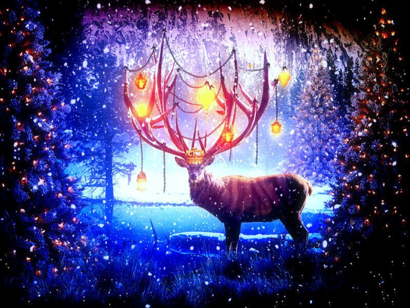 Elk with Glowing Antlers