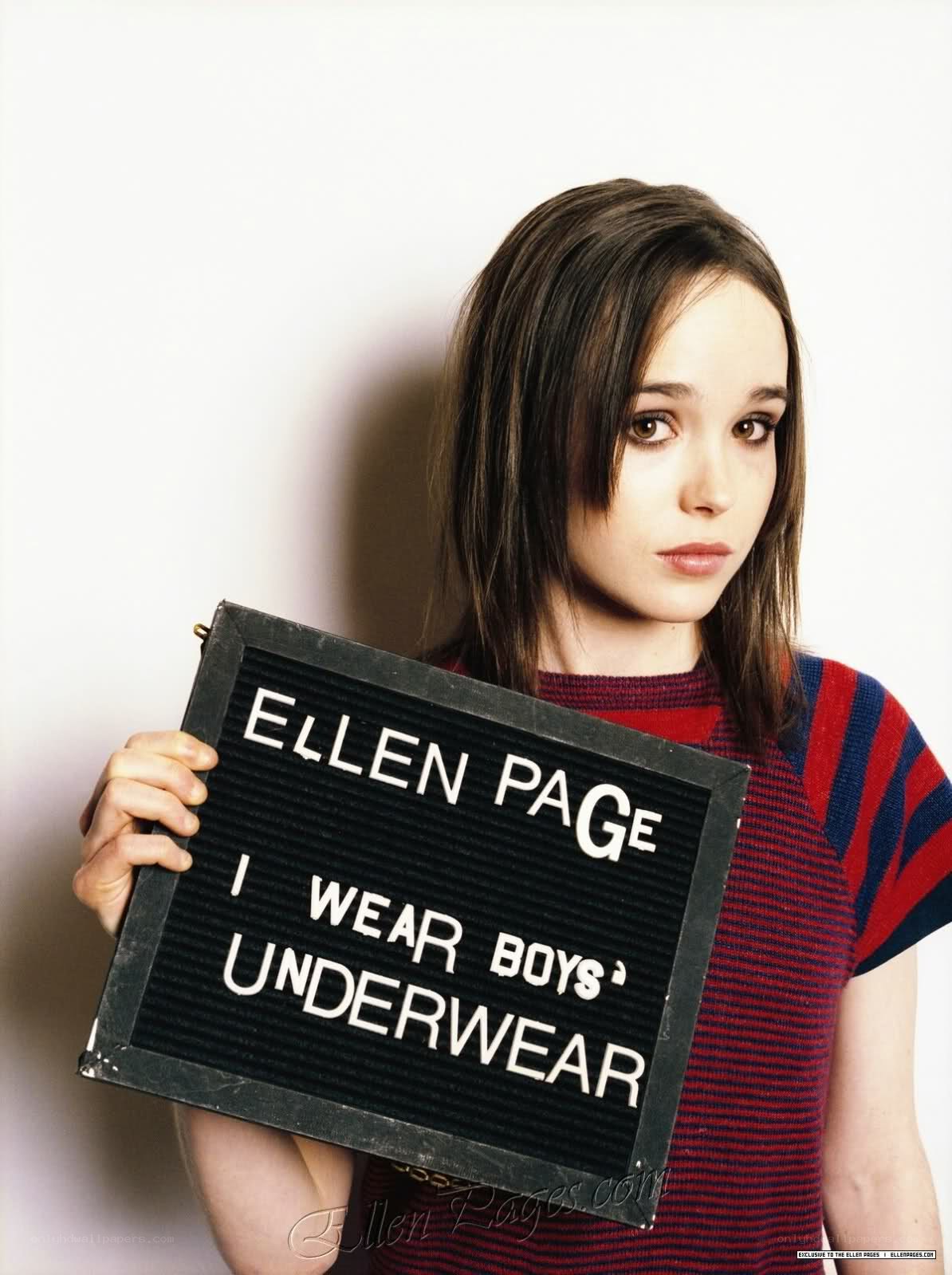Ellen Page holding sign