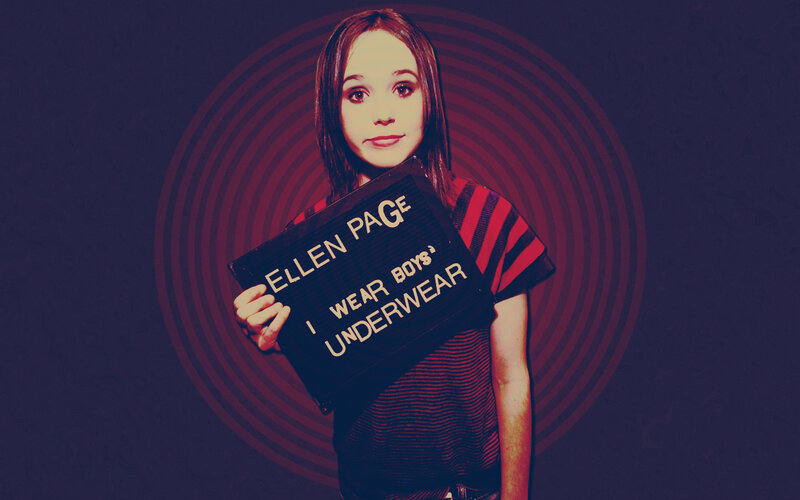 Ellen Page holding sign