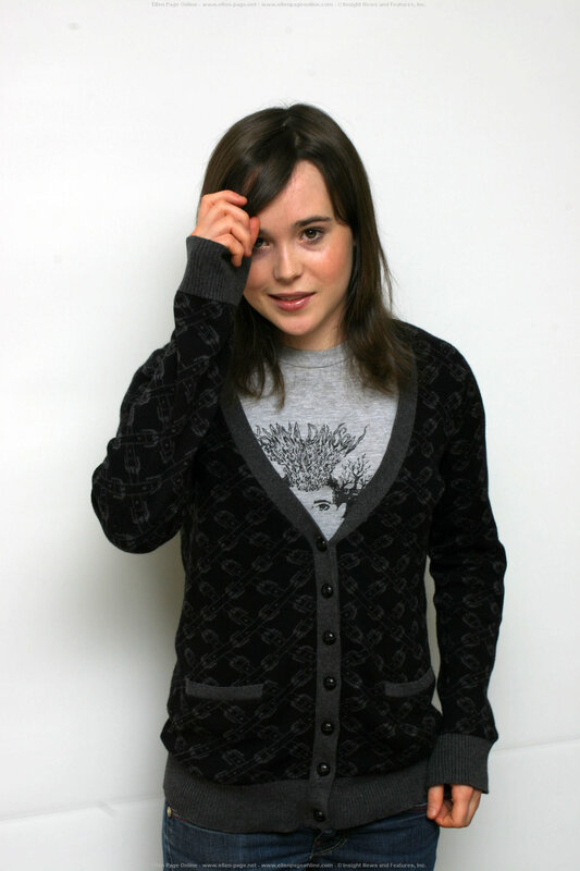 Ellen Page in a cardigan