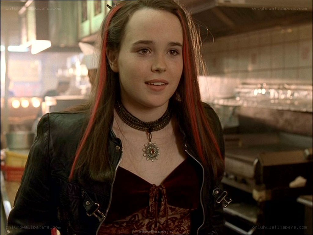 Ellen Page in a leather jacket