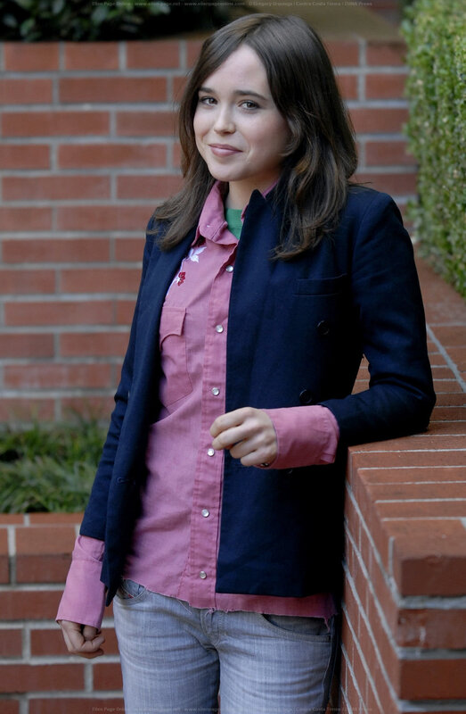 Ellen Page in pink shirt