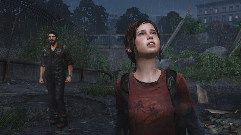 Ellie and Joel in the rain