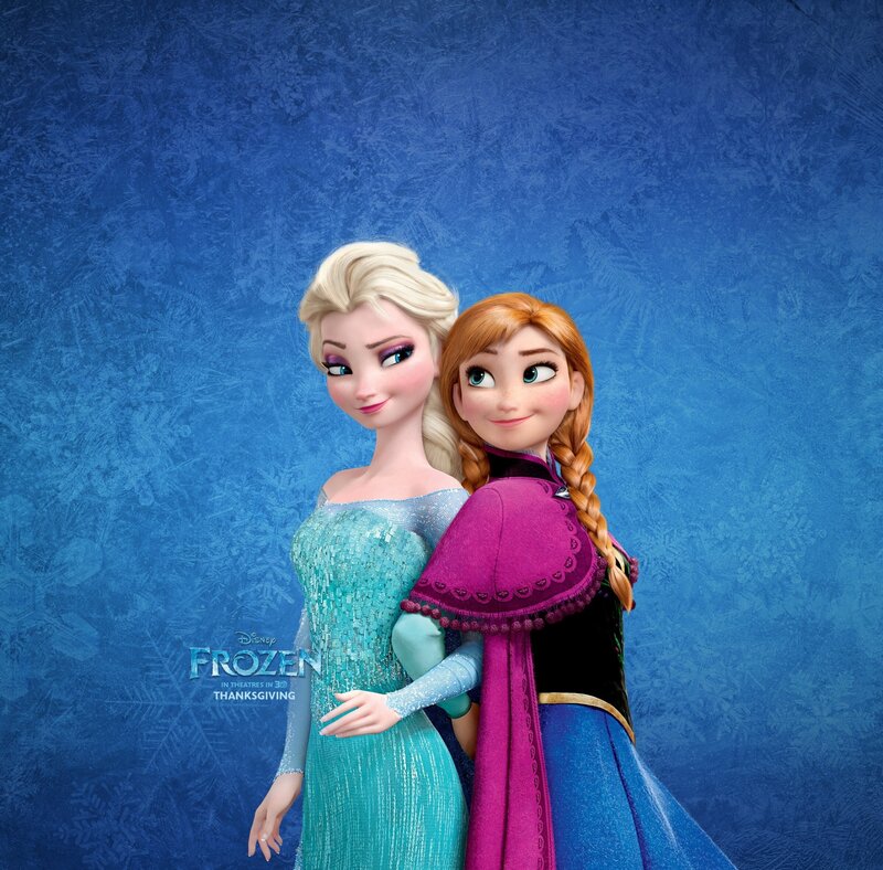 Elsa and Anna Hugging — Blue
