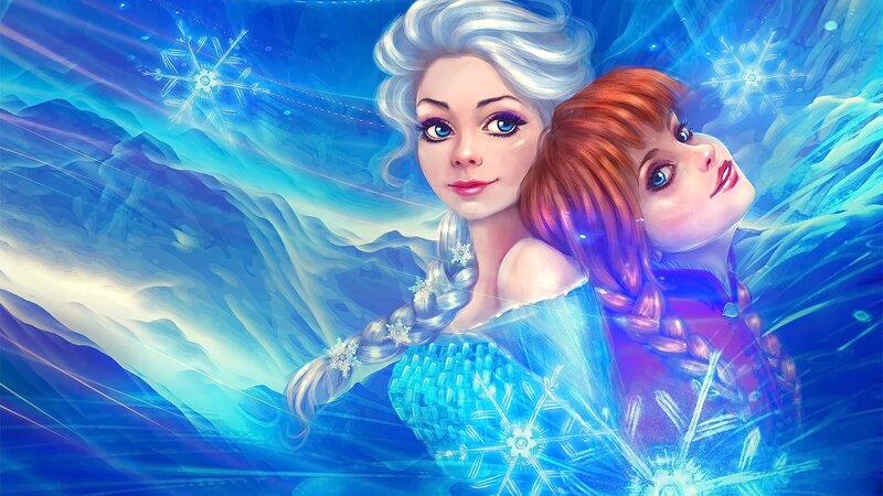 Elsa and Anna in Ice — Blue