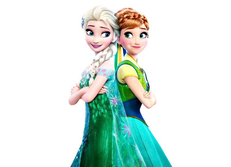 Elsa and Anna Standing — Green