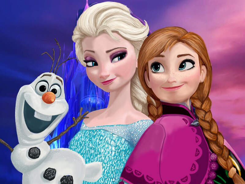 Elsa and Anna with Olaf — Blue, Magical