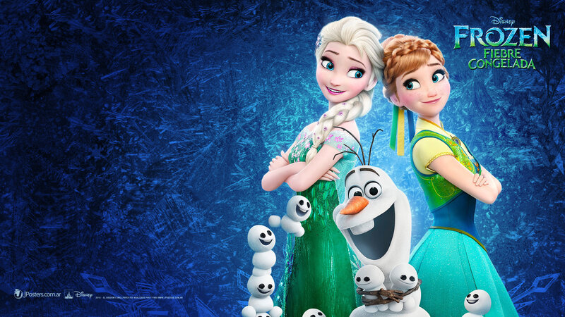 Elsa and Anna with Olaf — Blue