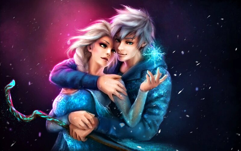 Elsa and Jack Frost — Blue, Dramatic, Night