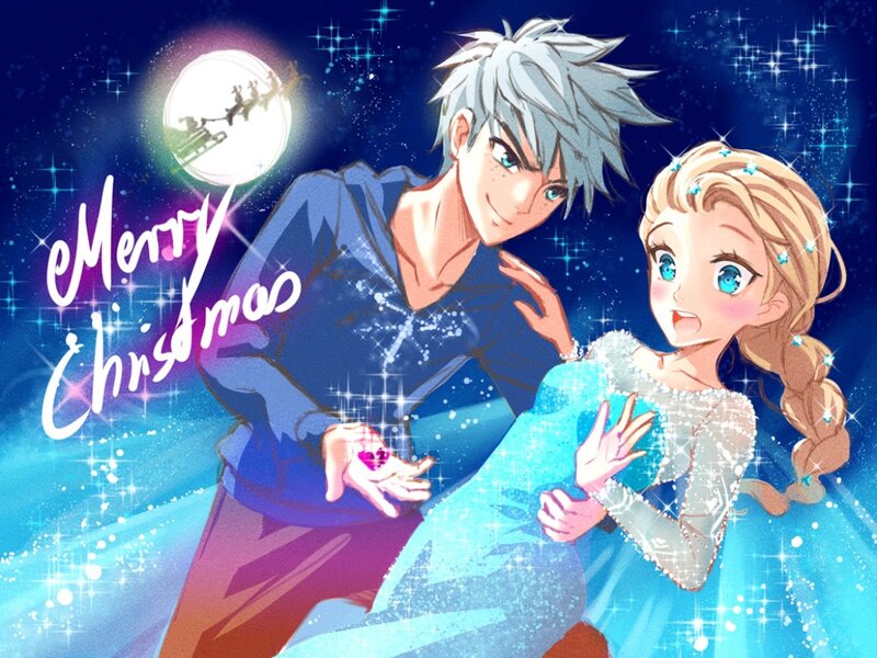 Elsa and Jack Frost — Blue, Festive