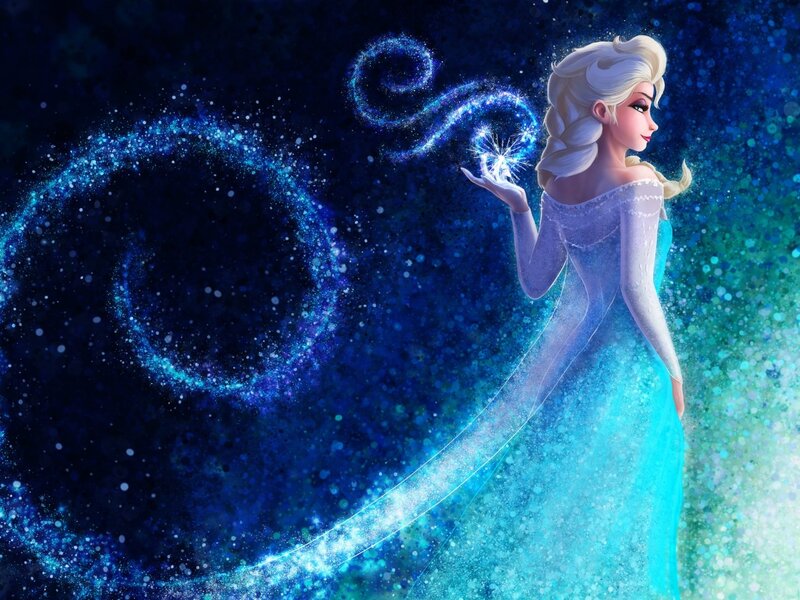 Elsa Creating Ice Magic — Blue, Magical, Night