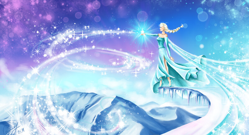 Elsa Creating Ice Magic — Blue, Magical, Serene