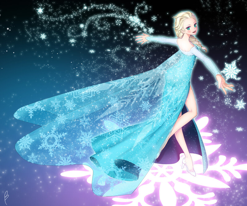 Elsa Creating Snowflakes — Blue