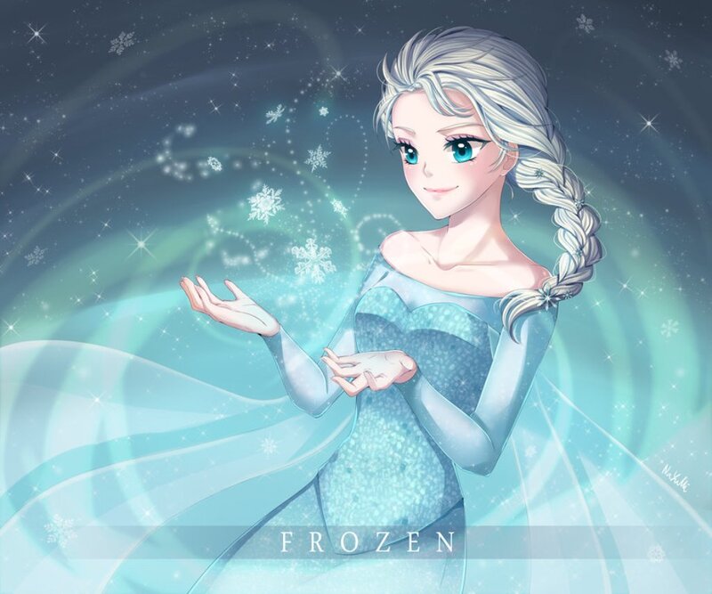 Elsa from Frozen — Blue, Magical, Winter, Digital Art