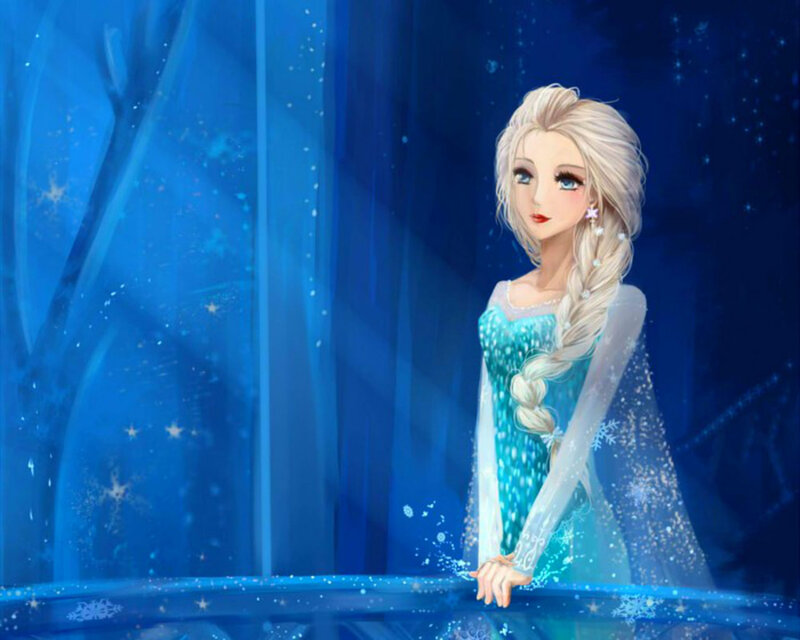 Elsa from Frozen — Blue, Serene, Winter, Digital Art
