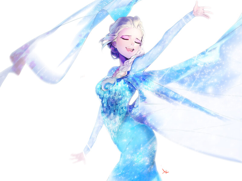 Elsa in Blue Dress — Serene, Digital Art
