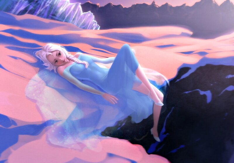 Elsa Lying on Sand