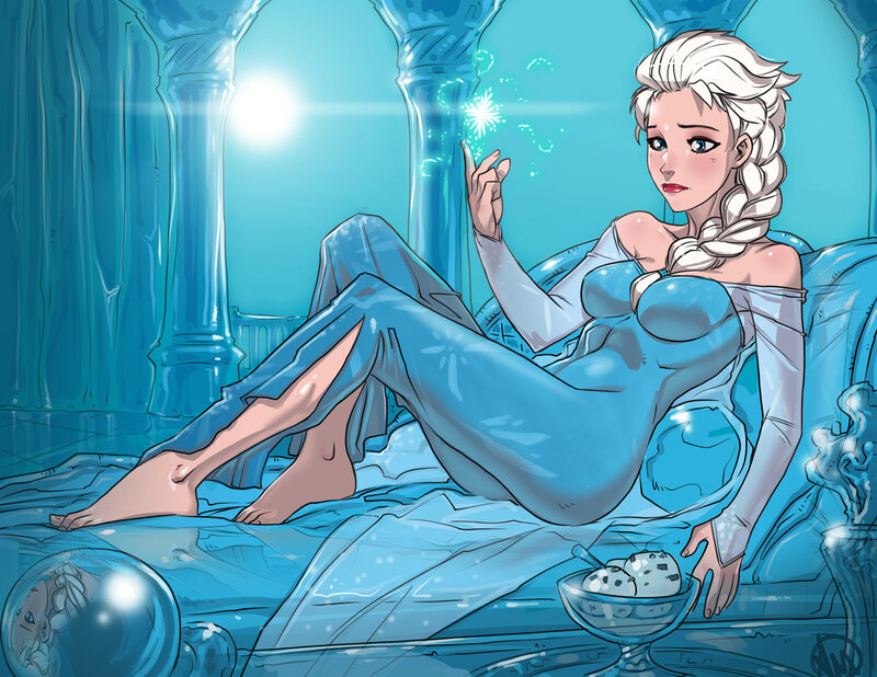 Elsa on Ice Throne — Blue