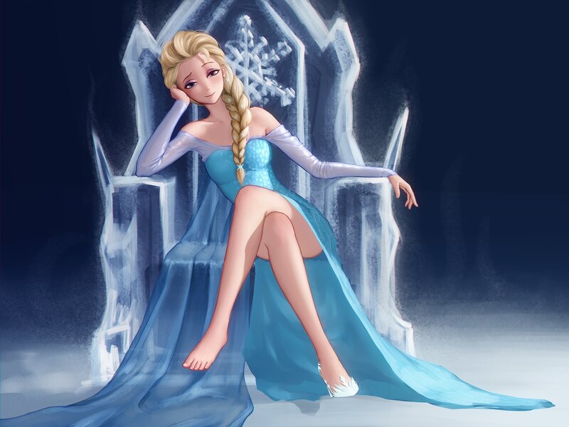 Elsa Sitting on Ice Throne