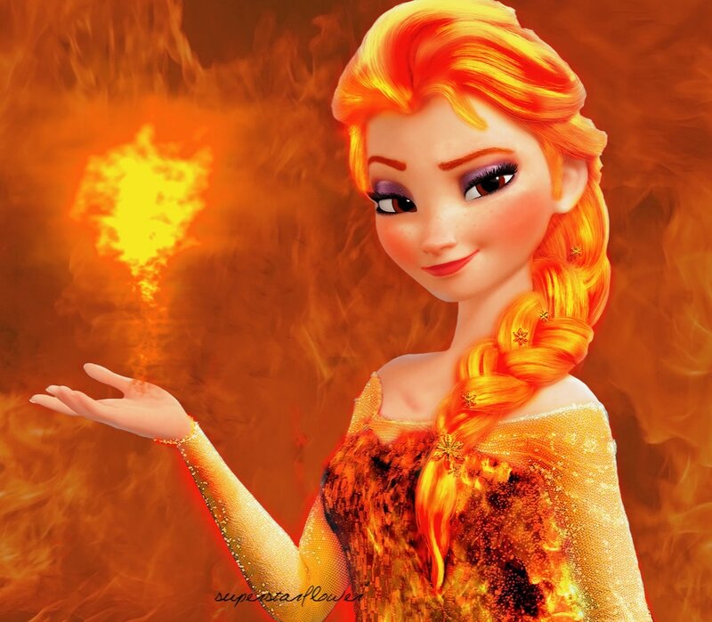 Elsa with Fire Powers