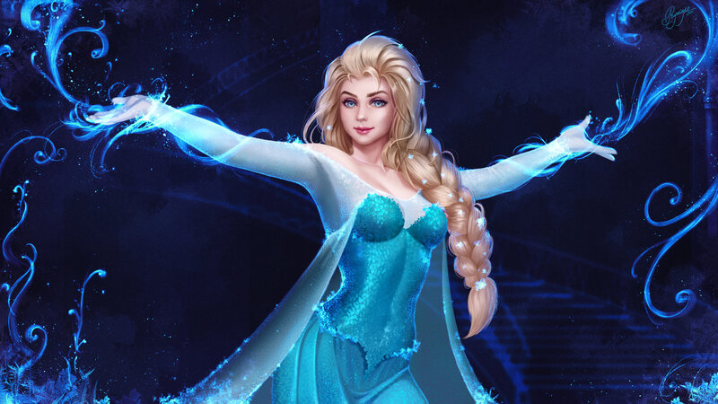 Elsa with Ice Magic — Blue, Dramatic