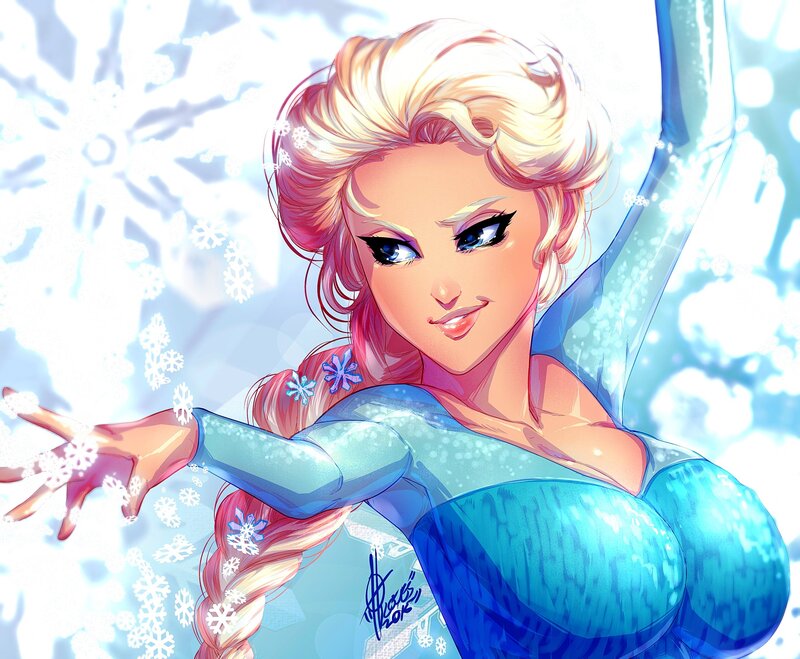 Elsa with Snowflakes — Blue