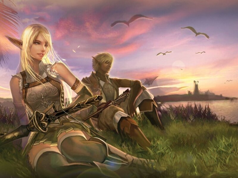 Elven archers at sunset