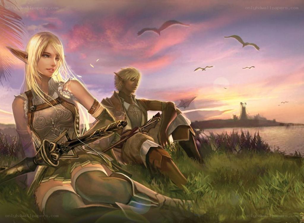Elven archers at sunset