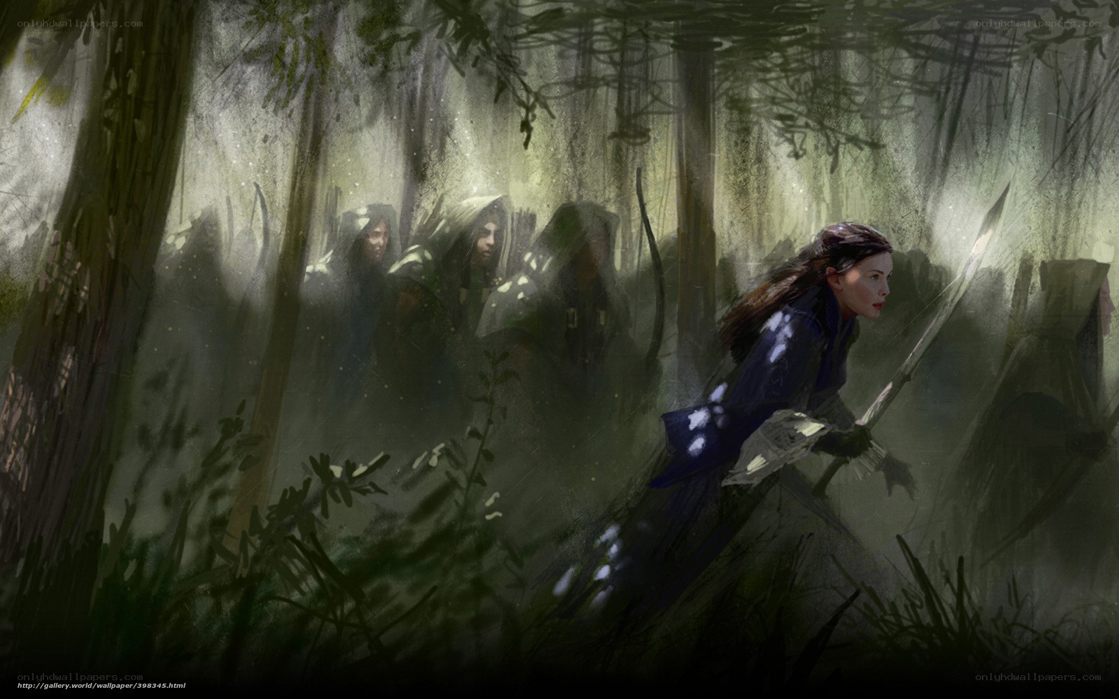 Elven archers in a misty forest
