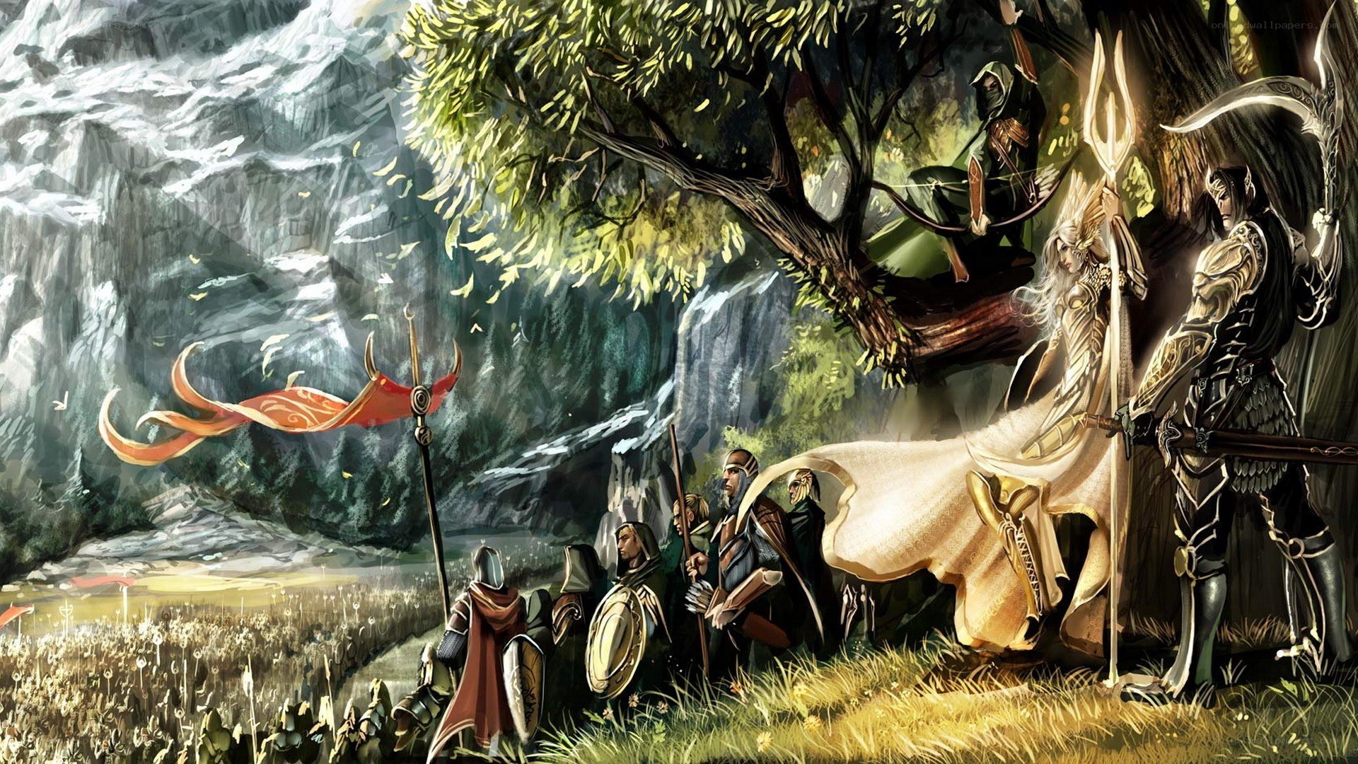 Elven army in a valley