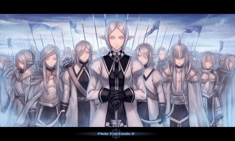 Elven army in white armor