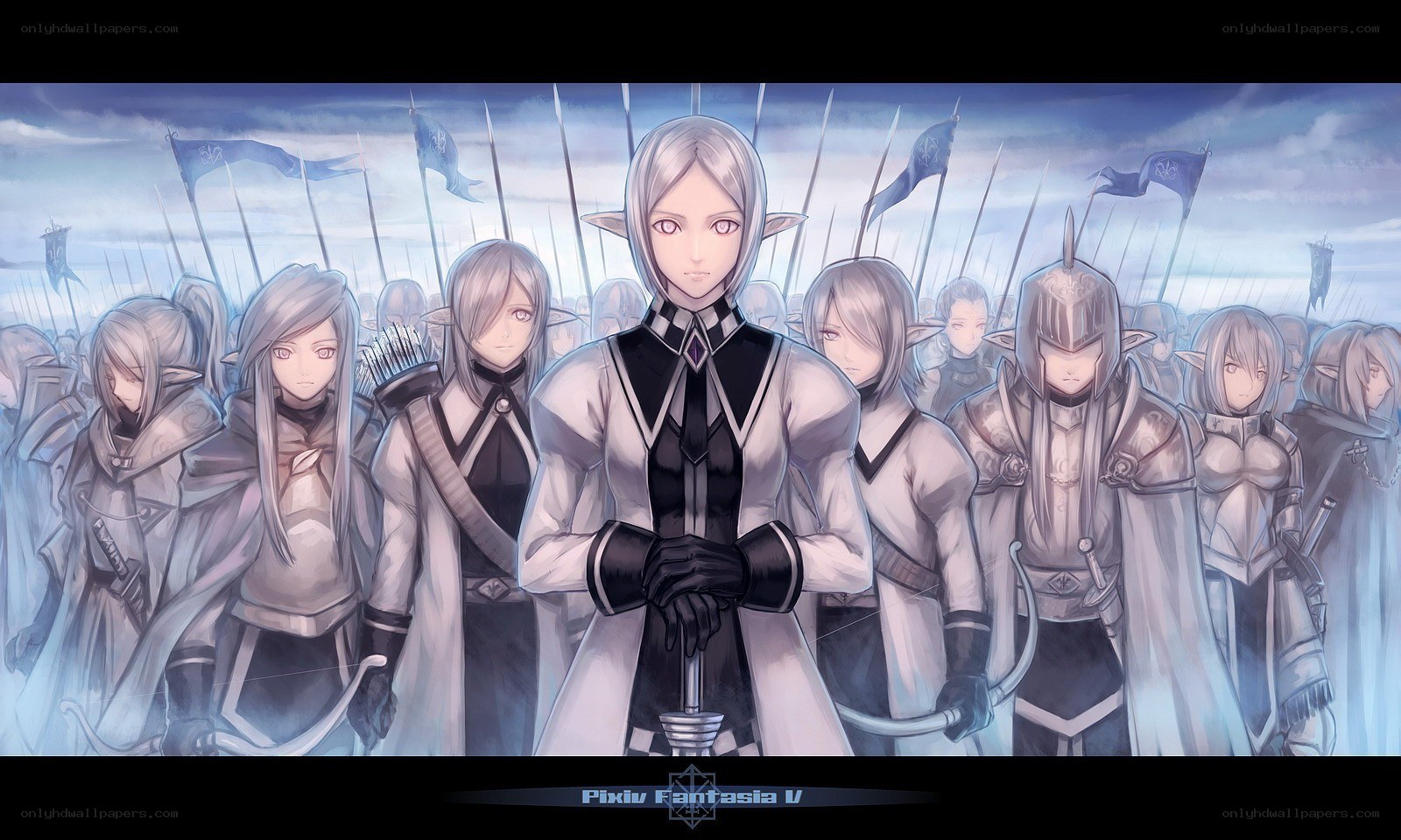 Elven army in white armor