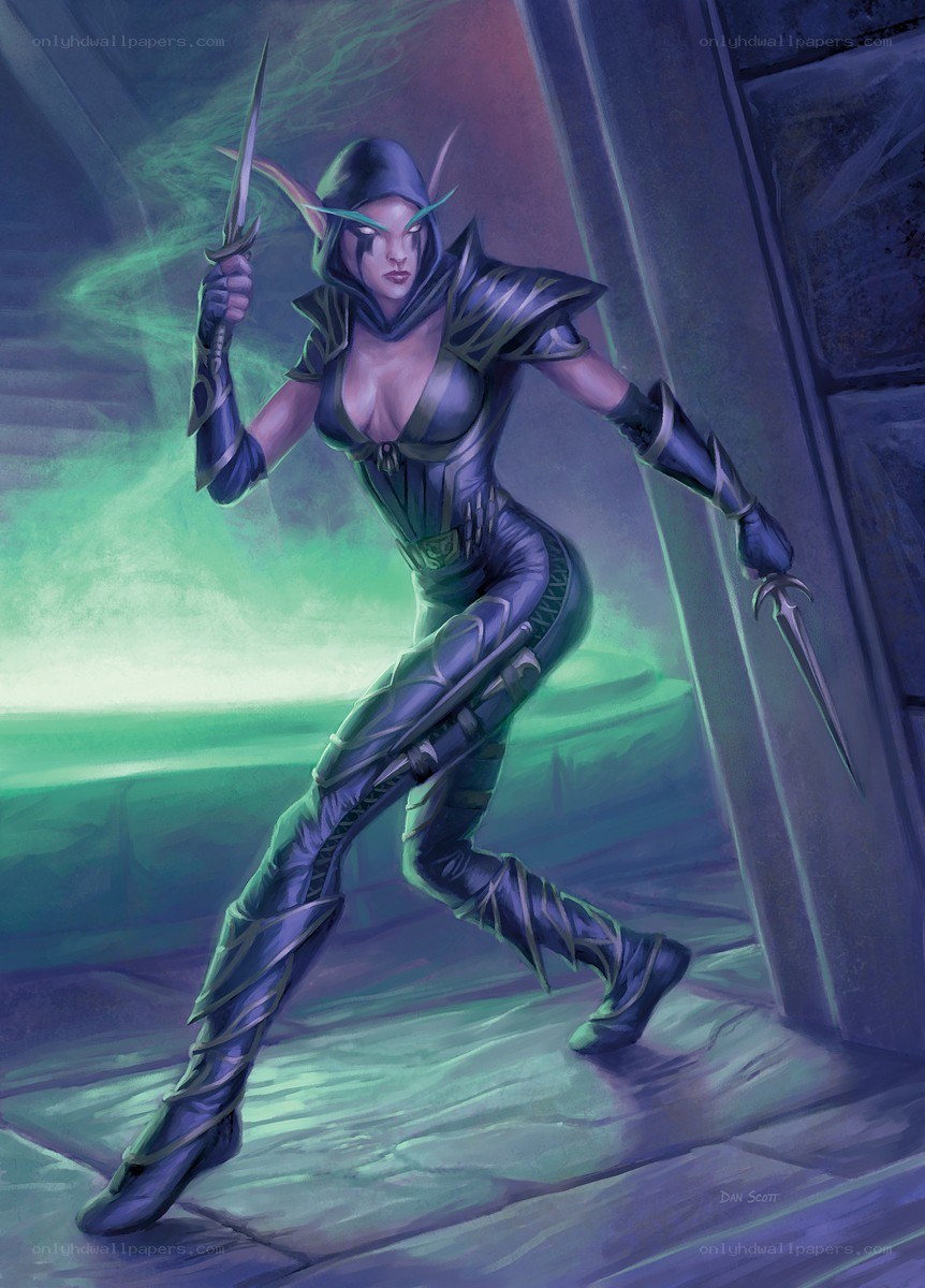 Elven assassin in dark armor