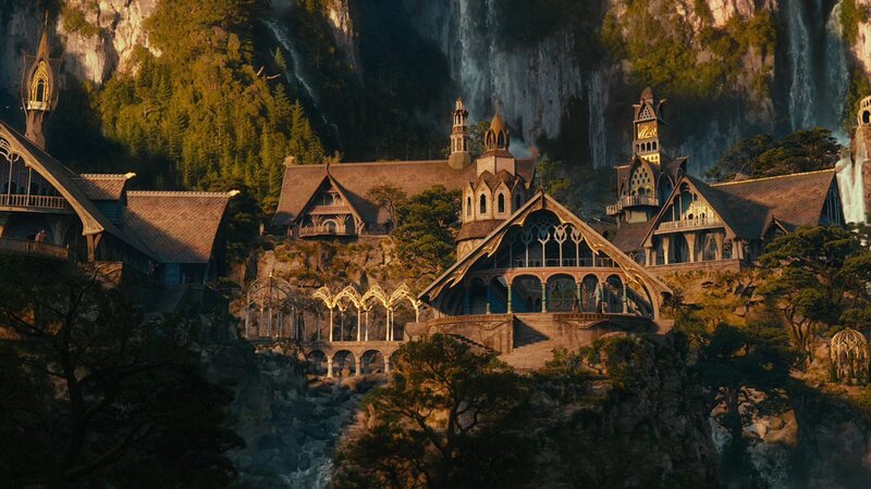 Elven city in a mountain valley