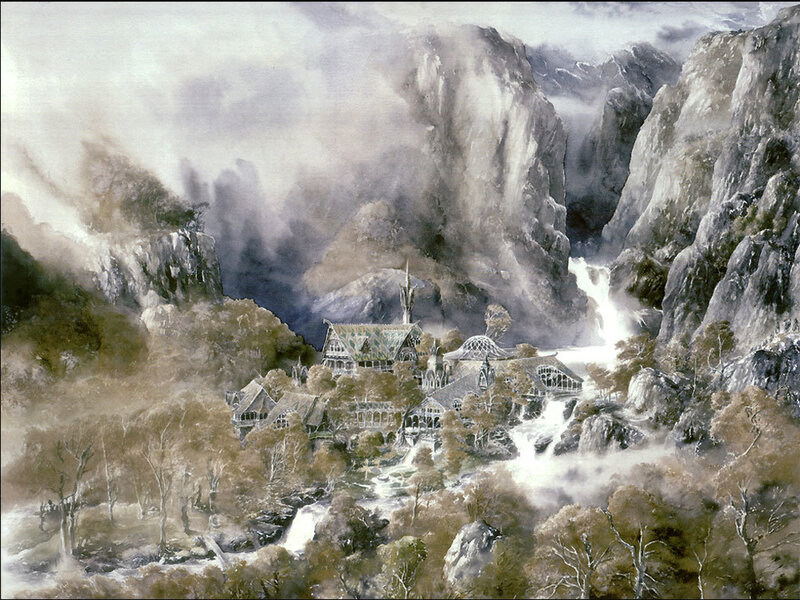 Elven city in mountain valley
