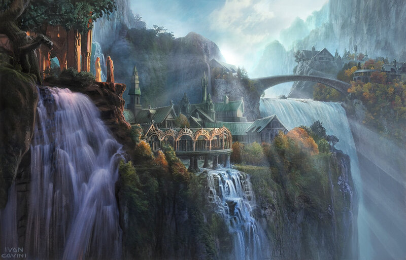 Elven City in Mountains — Blue