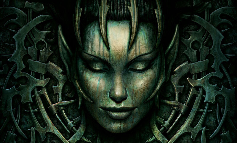 elven face with ornate armor