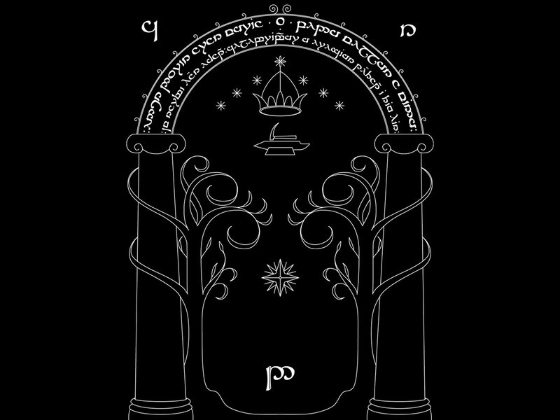 Elven gate with script