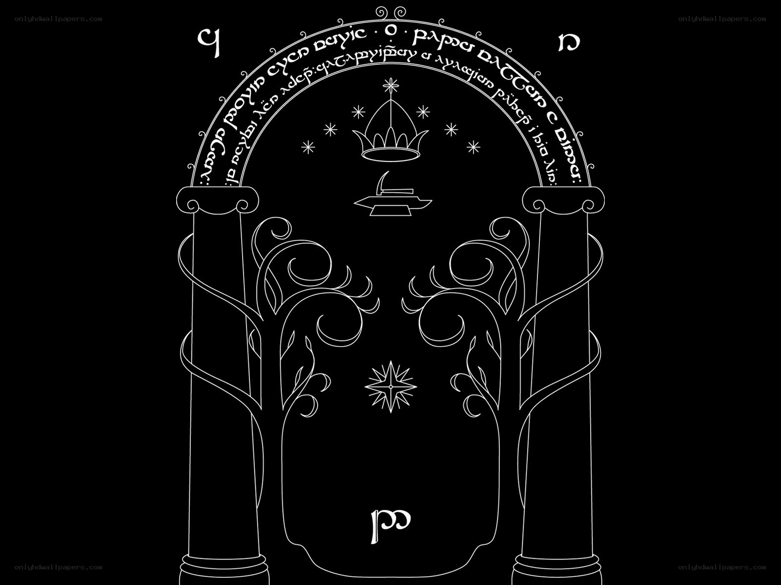Elven gate with script