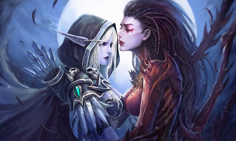 Elven lovers under the moon