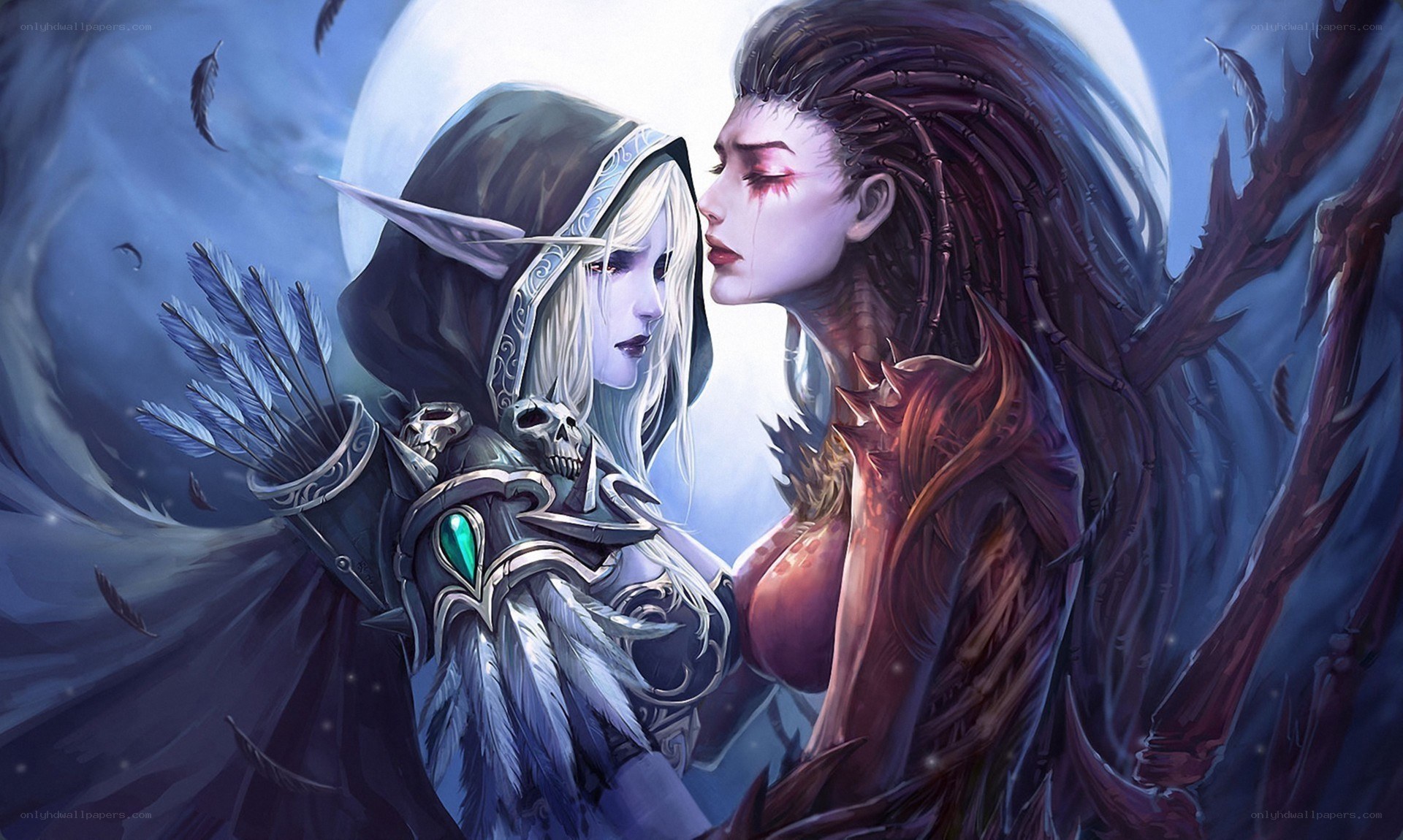 Elven lovers under the moon