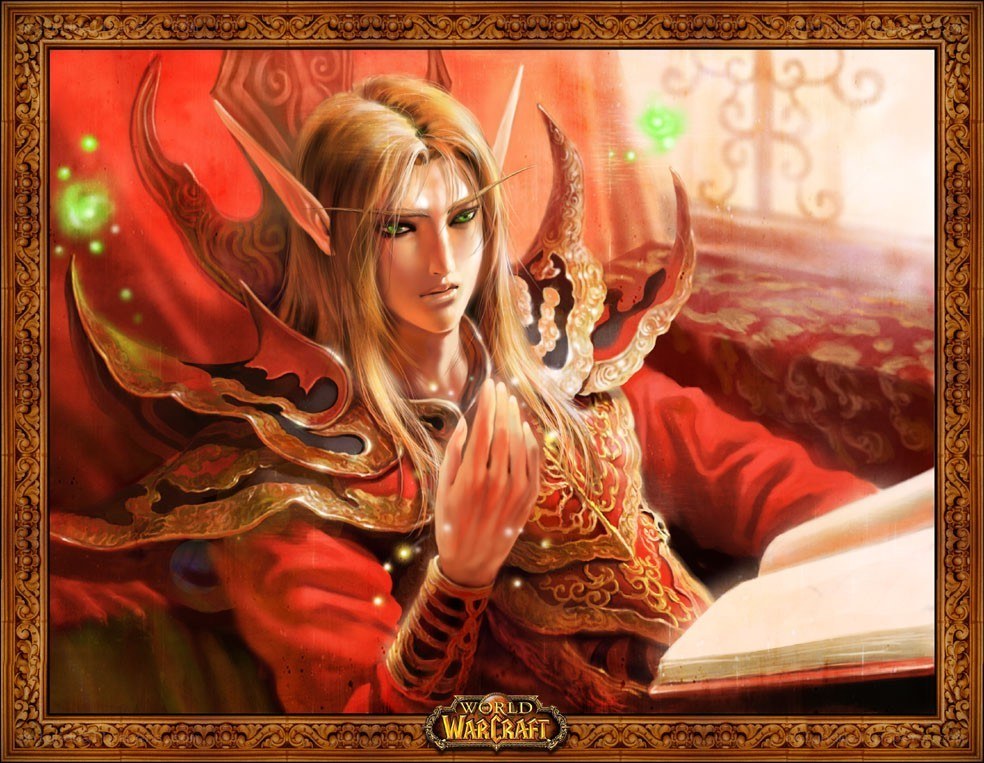 Elven mage in red robes
